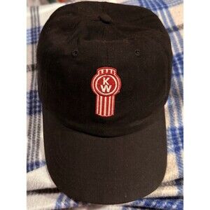 KW Kenworth Strapback Hat Black One Size Adjustable Embroidered 6 Panel Cotton